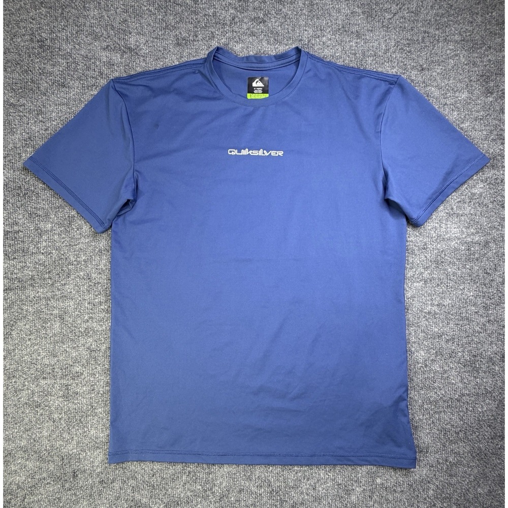 Men's Quiksilver UPF 50+ Surf Tee Moisture Wicking Swim Shirt Size Medium Blue